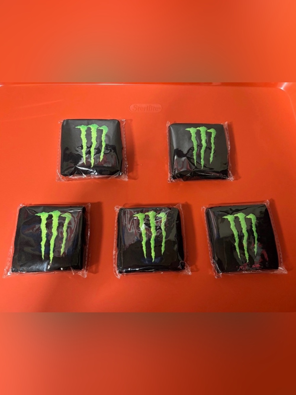 Monster Energy Black & Green Wrist Sweatbands - Pack of 5